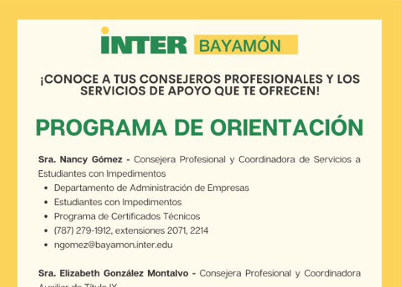 ¡CONOCE A TUS CONSEJEROS PROFESIONALES Y LOS SERVICIOS DE APOYO QUE TE OFRECEN!